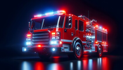 Emergency Response Fire Truck in Action, GENERATIVE AI	