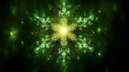 Luminous Green Snowflake Sparkles Brightly