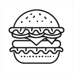 thin line Burger silhouette on white background
