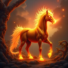 Fototapeta premium red horse in the night
