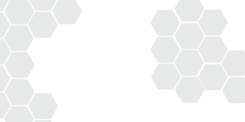 Geometric technology white hexagon background. Abstract vector illustration Science technology and medical concept hexagon on transparent background.