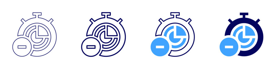 Timer usability icon in 4 different styles. Thin Line, Line, Bold, and Bold Line. Duotone style. Editable stroke
