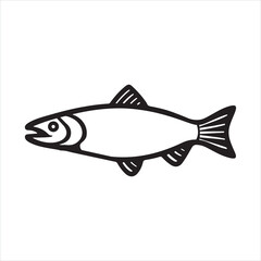 Thin line trout icon silhouette on white background
