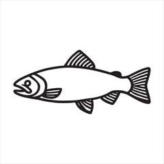 Thin line trout icon silhouette on white background
