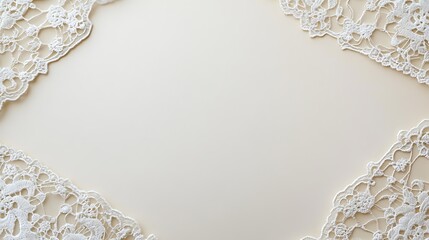 Elegant White Lace Border on Beige Background
