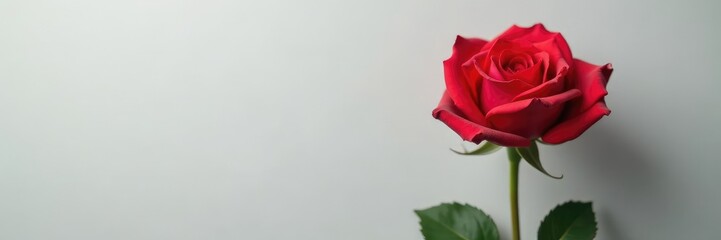 A minimalist representation of a red rose in bloom, grey, abstract, color