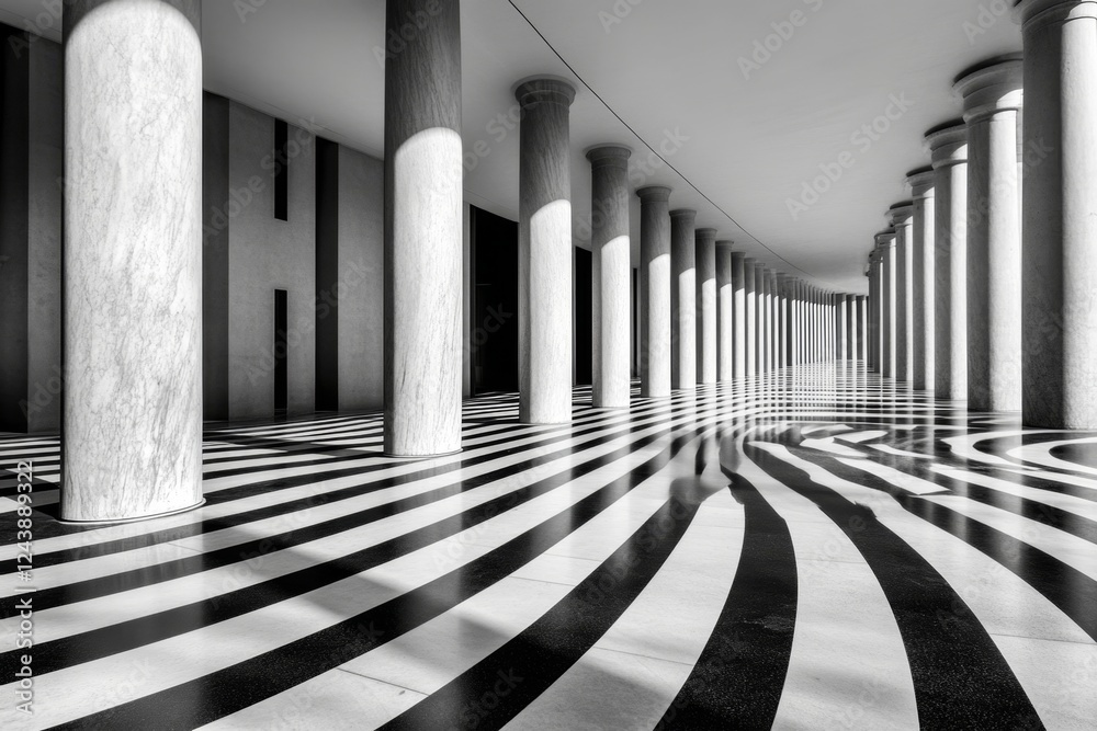 Poster a monochrome minimalist design of a government building with bold, simple lines
