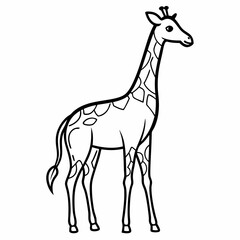 Simple a Giraffe line art vector design white background