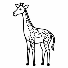 Simple a Giraffe line art vector design white background