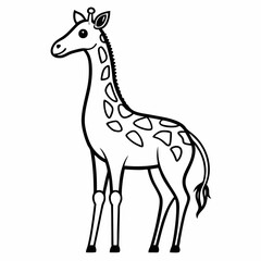 Obraz premium Simple a Giraffe line art vector design white background