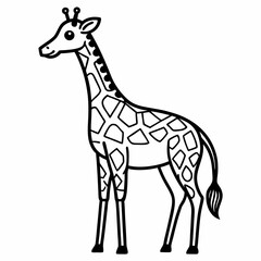 Simple a Giraffe line art vector design white background