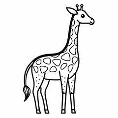 Naklejka premium Simple a Giraffe line art vector design white background