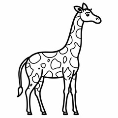 Fototapeta premium Simple a Giraffe line art vector design white background