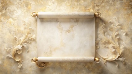 Fototapeta premium Elegant Scroll on Ornate Golden Background with Space for Text