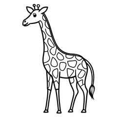Obraz premium Simple a Giraffe line art vector design white background
