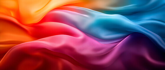 Obraz premium Vibrant silk fabric waves blend colors, creating an elegant and artistic background for design projects.