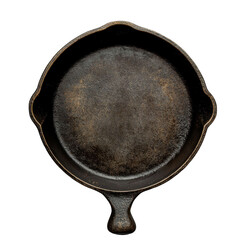 Vintage Cast Iron Skillet with Antique Finish and Unique Shape