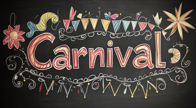 Texto escrito en una pizarra Carnaval