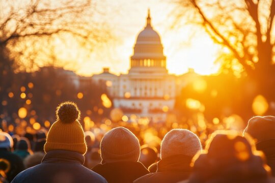 A presidential inauguration ceremony, with the elected leader taking an oath