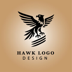 Fototapeta premium Elegant Black and White Hawk Logo Vector with Circular Background for Business Branding and Sports Team Emblem High-Resolution Design