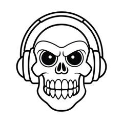 vector skull with headphones