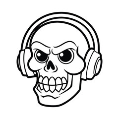 vector skull with headphones