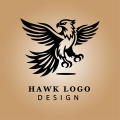Elegant Black and White Hawk Logo Vector with Circular Background for Business Branding and Sports Team Emblem High-Resolution Design

