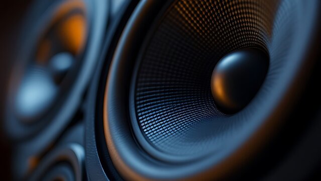 Close-up of sub woofers audio music bass speakers background wallpaper AI generated image