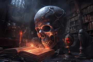 A shadowy marketplace where eerie merchants exchange dark coupons for mystical goods