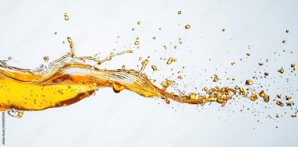 Leinwandbilder golden honey creates energetic splashes as it flows through the air, forming unique patterns against