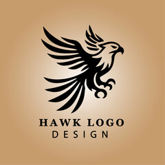 Obraz premium Elegant Black and White Hawk Logo Vector with Circular Background for Business Branding and Sports Team Emblem High-Resolution Design