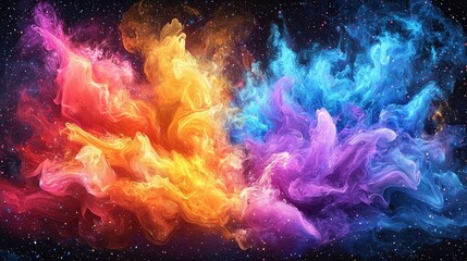 Fototapeta premium Cosmic Nebula Swirls Of Vivid Color And Light