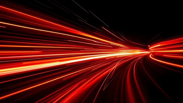 Red line of light speed motion background. red fast movement background design faster. concept texture of digital technology speedy move and space black
