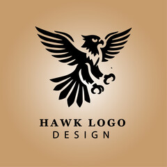 Obraz premium Elegant Black and White Hawk Logo Vector with Circular Background for Business Branding and Sports Team Emblem High-Resolution Design