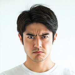 Obraz premium 怒った表情をした日本人男性