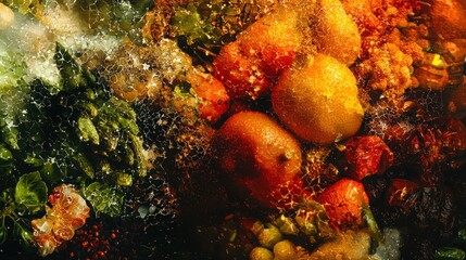 Decaying Abundance: A Still Life of Rotting Fruits and Vegetables