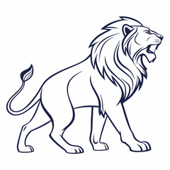 Simple a Lion line art vector design white background