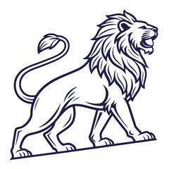 Simple a Lion line art vector design white background
