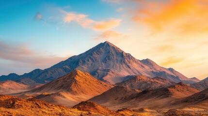 Fototapeta premium A highaltitude desert mountain landscape with rugged rock formations and unique geological textures