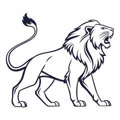 Simple a Lion line art vector design white background