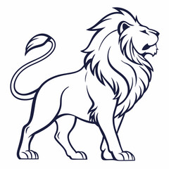 Simple a Lion line art vector design white background