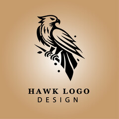 Obraz premium Elegant Black and White Hawk Logo Vector with Circular Background for Business Branding and Sports Team Emblem High-Resolution Design