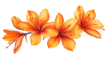 Obraz premium Design clipart of whole saffron flowers with orange red threads, isolated on a white background