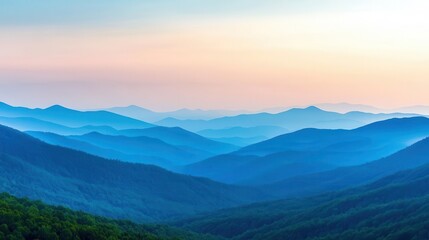 Fototapeta premium A mystical blue hour shot of a mountain landscape, soft ambient light creating an atmospheric and calming mood