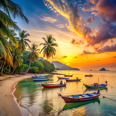 A beautiful tropical beach and sea with nature lan