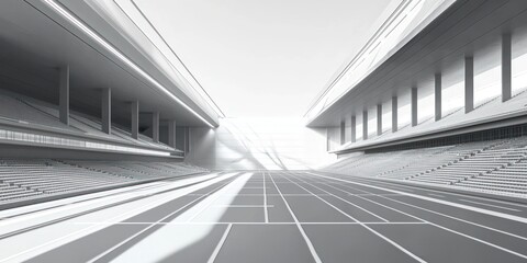 Obraz premium Modern Athletic Stadium with Track and Sleek Architecture Design