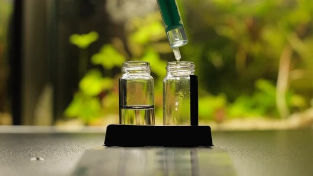 Aquarium water testing. Analysis of aquarium water. capella test
