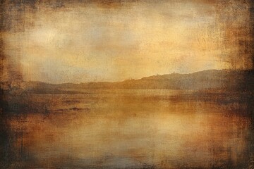 Serene Sunset Over Lake with Warm Earthy Tones and Soft Textures in a Dreamy Landscape