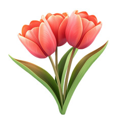 3D icon of A bunch of Tulip isolated on transparency background