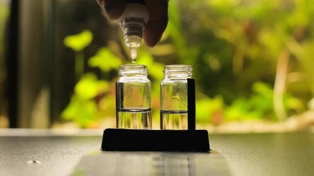 Aquarium water testing. Analysis of aquarium water. capella test